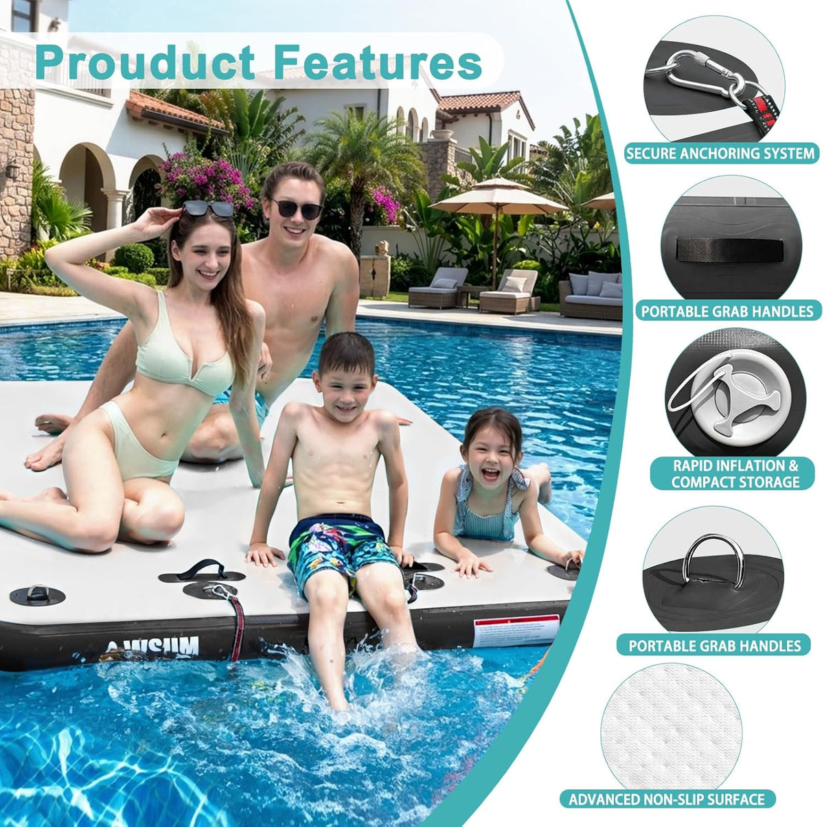 Aqua-Dock Pro Heavy-Duty Inflatable Floating Platform
