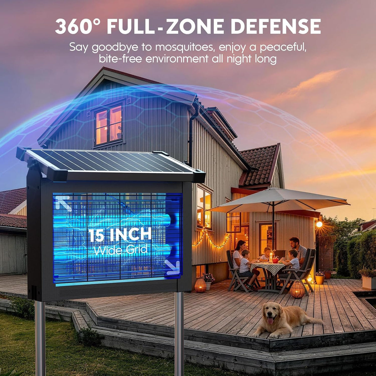 Solar-Guard 4500V Pro Waterproof Outdoor Mosquito & Bug Zapper