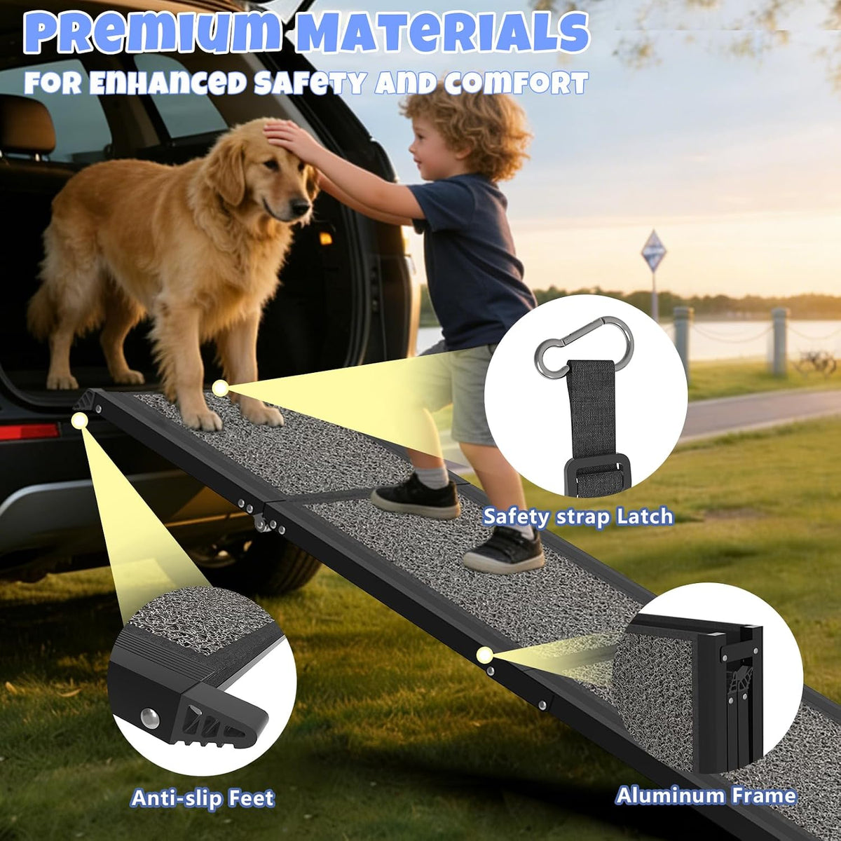 Findo™ Aero-Flex Ultralight Carbon Fiber Pet Ramp for SUVs & Trucks