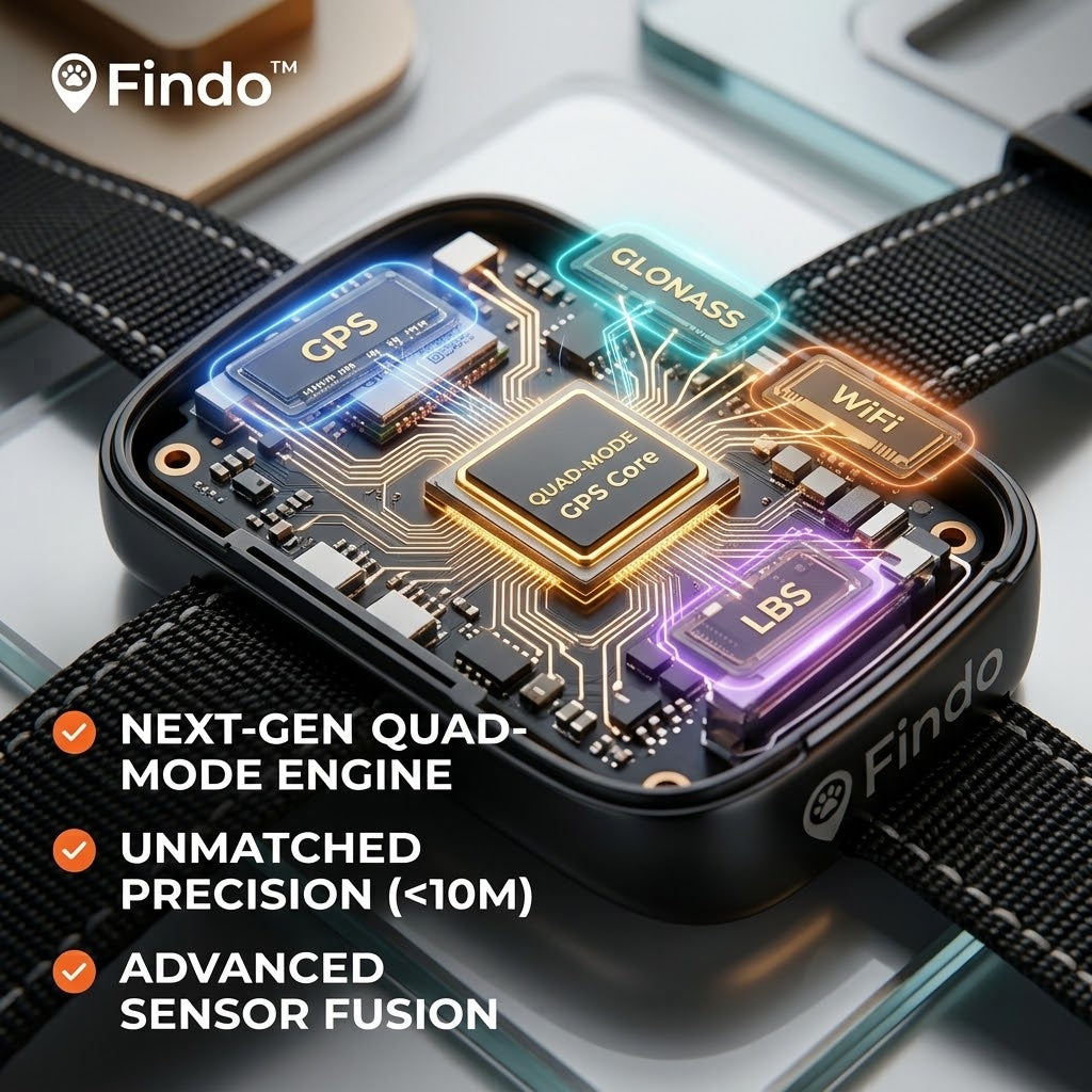Findo™ Pro 4G GPS Smart Pet Tracker – IP68 Waterproof Real-Time Dog and Cat Locator