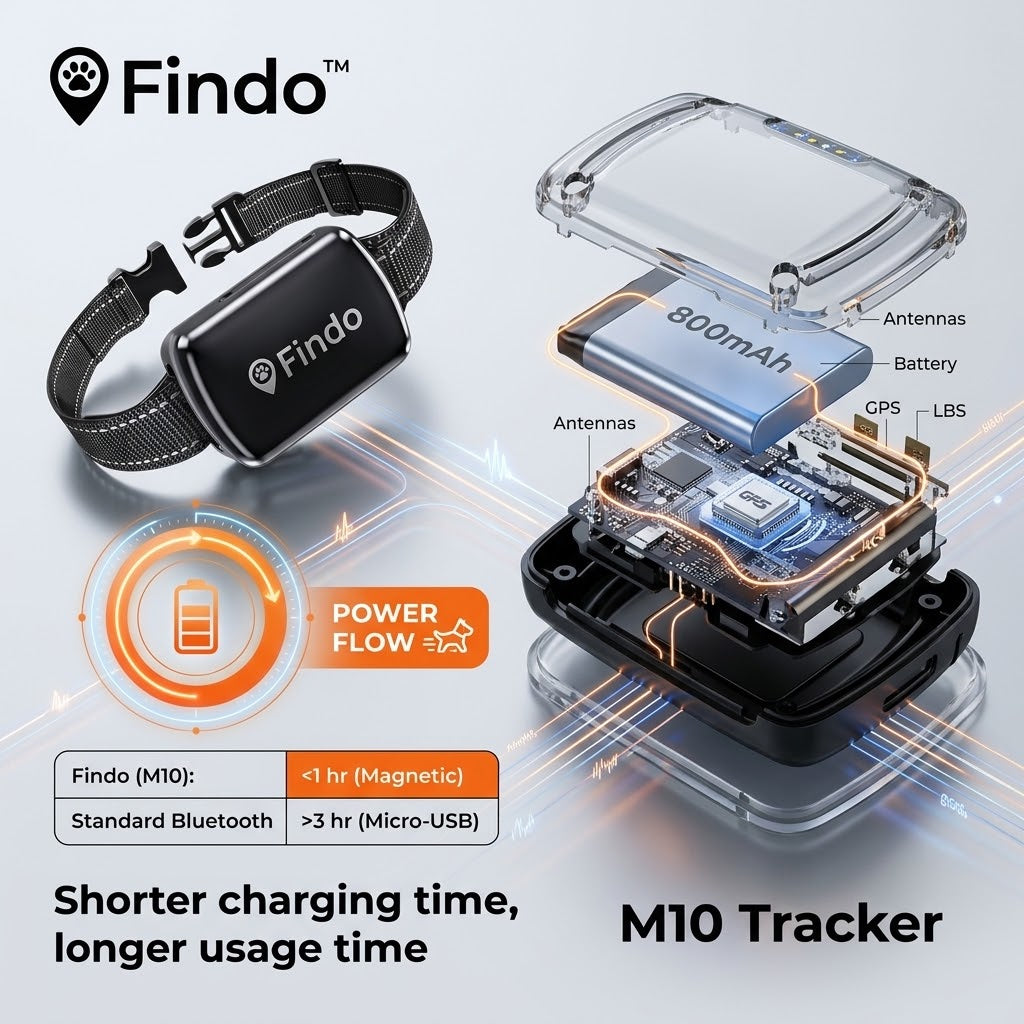 Findo™ Pro 4G GPS Smart Pet Tracker – IP68 Waterproof Real-Time Dog and Cat Locator